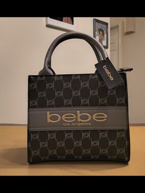 ​NWT Bebe Serena Monogram Top Handle Crossbody Bag - Black/Grey